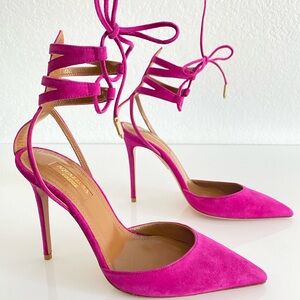 Aquazzura Fuchsia Lace-Up Heels